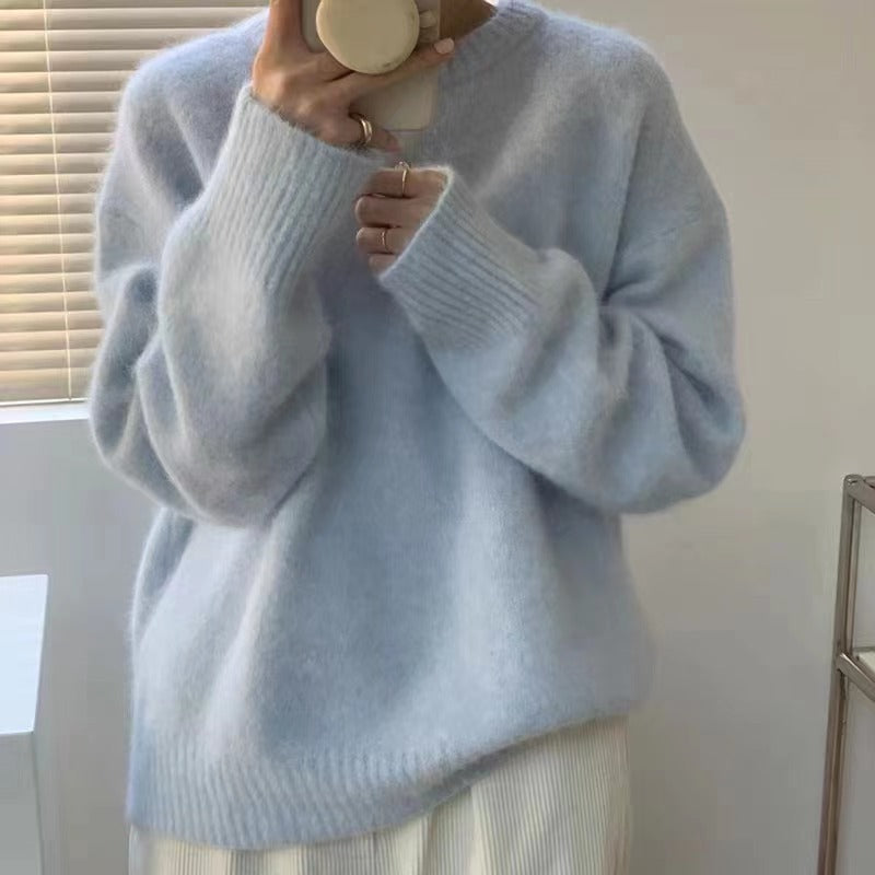 Lussuoso maglione oversize da donna – Maglione ampio in misto mohair