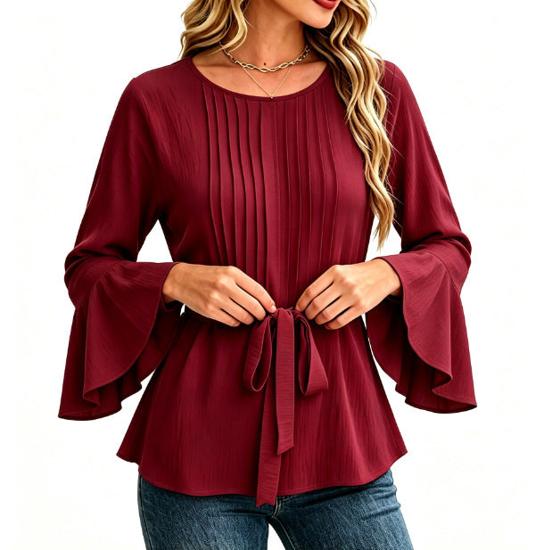 Blusa donna tinta unita a maniche lunghe - Semplice ed elegante