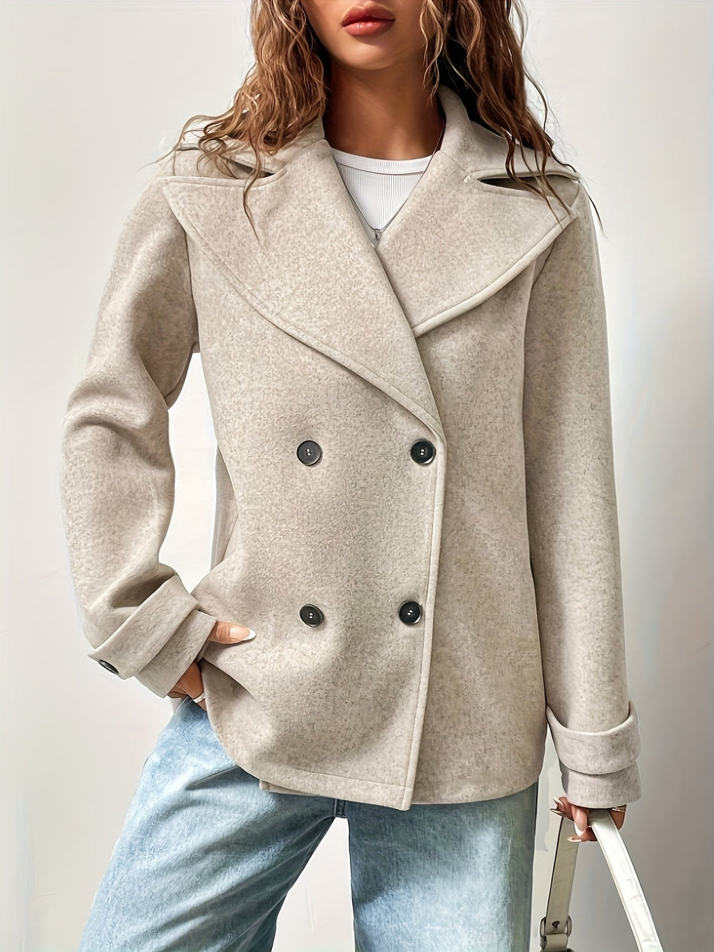Caban beige donna oversize - Elegante e strutturato