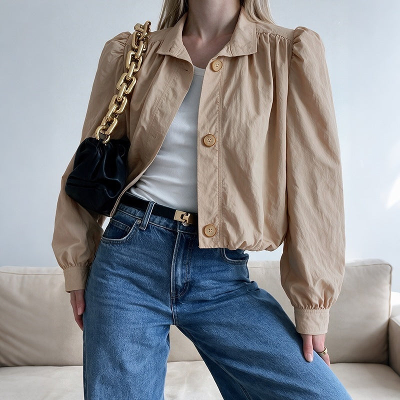 Veste femme à revers froncés - Chic et féminine