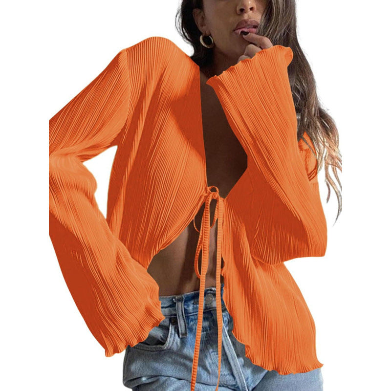 Camicia plissettata donna a maniche lunghe - Fluida ed elegante