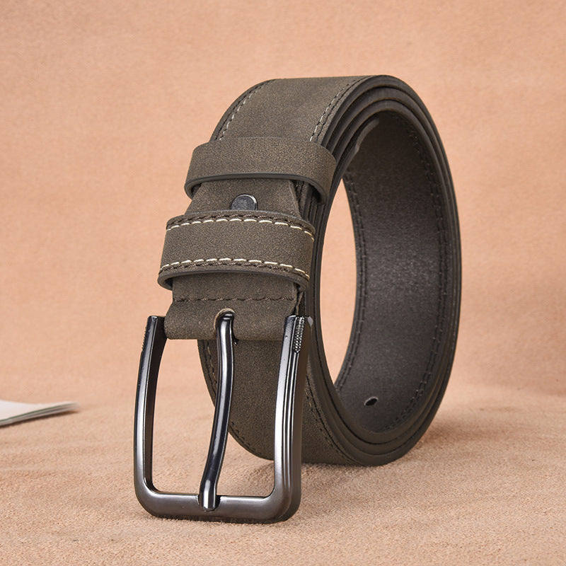 Cintura da uomo in pelle scamosciata con fibbia ad ardiglione – Stile casual e professionale resistente