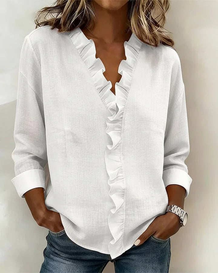 Lightweight women's blouse with a V-neck - Flowing and elegant