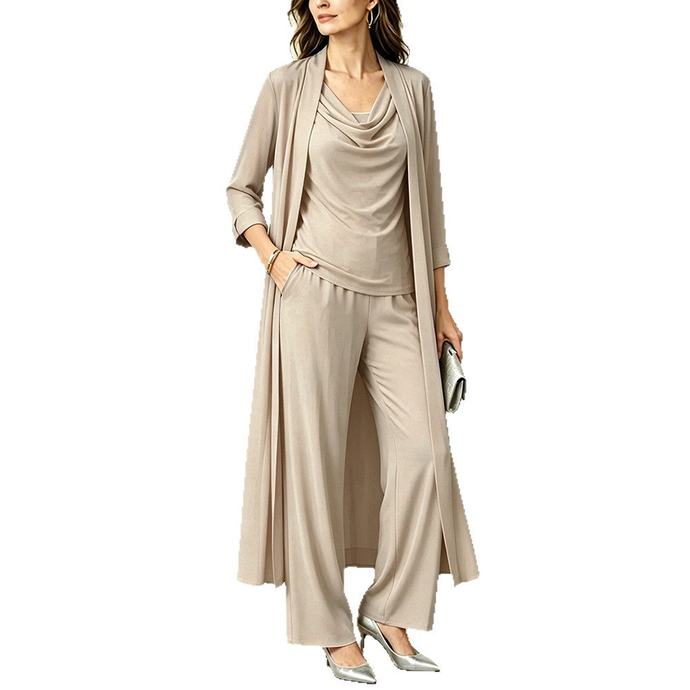 Set donna 3 pezzi con cardigan lungo e pantaloni