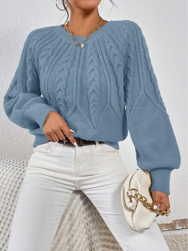 Suéter de mujer de cuello redondo con textura - Suave y versátil