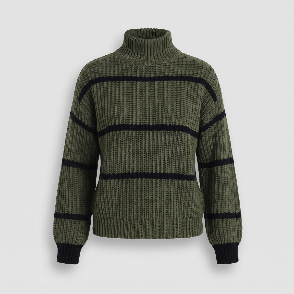Maglione donna a righe con collo alto - Morbido e moderno