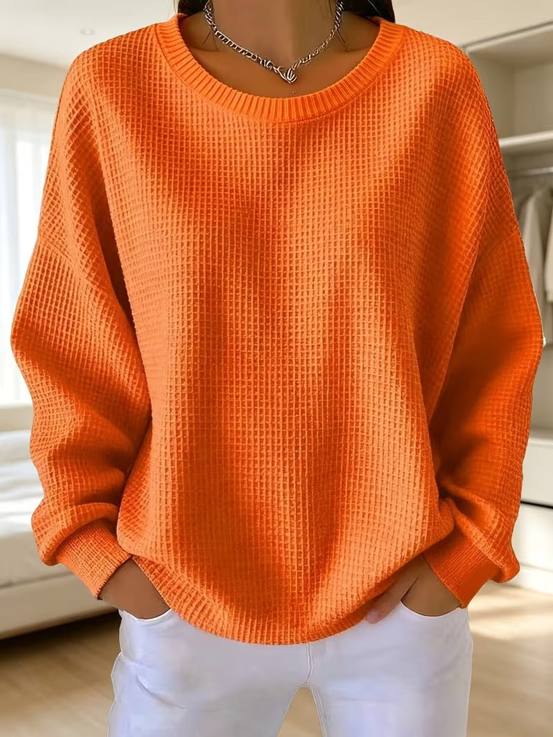 Sweat-shirt femme en patchwork gaufré - Doux et décontracté