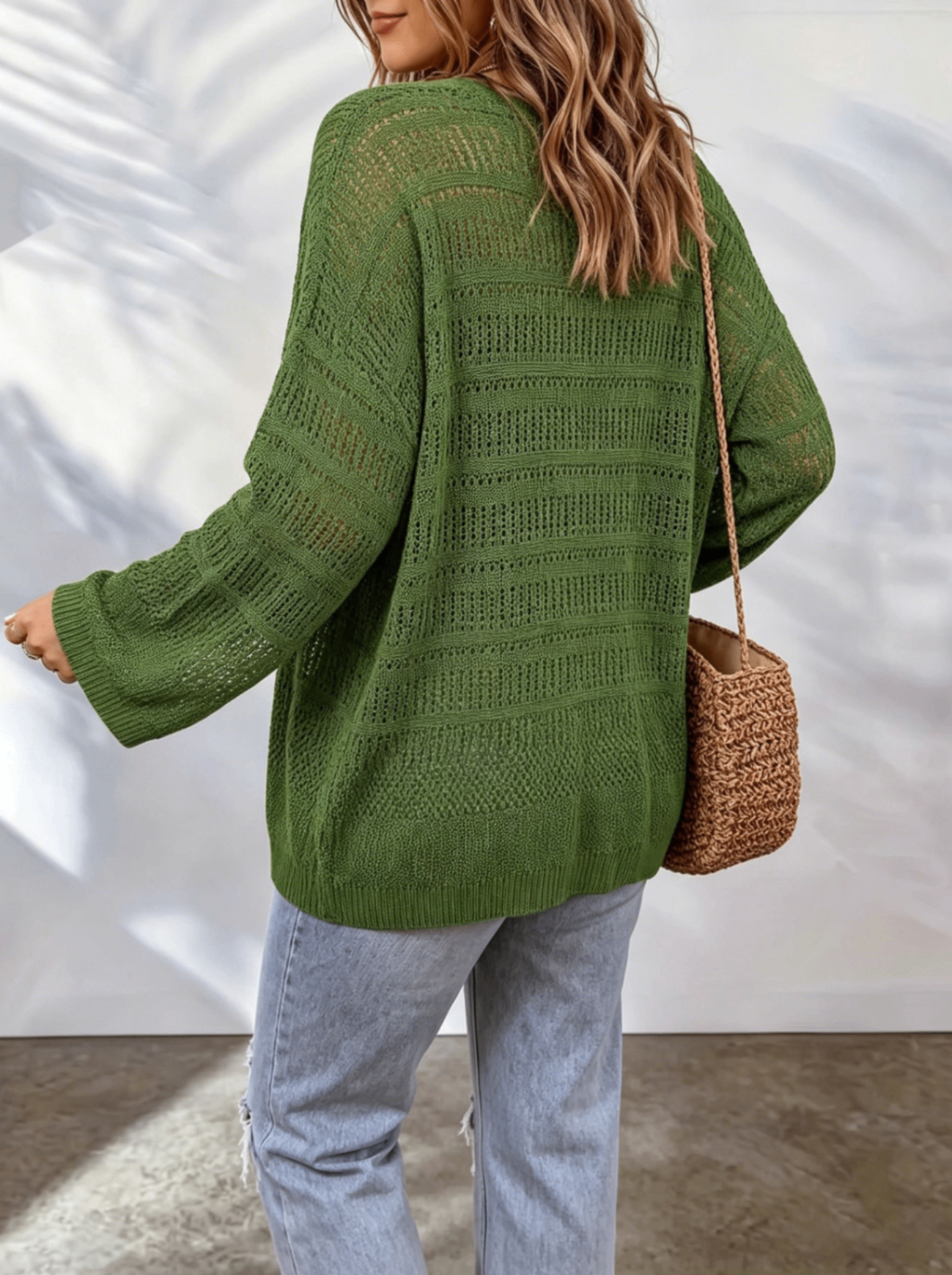 Cardigan donna traforato in maglia leggera