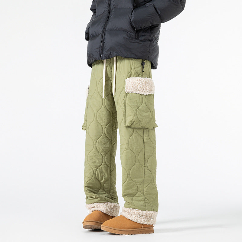 Pantaloni da sci trapuntati da uomo – Pantaloni invernali spessi dal taglio dritto