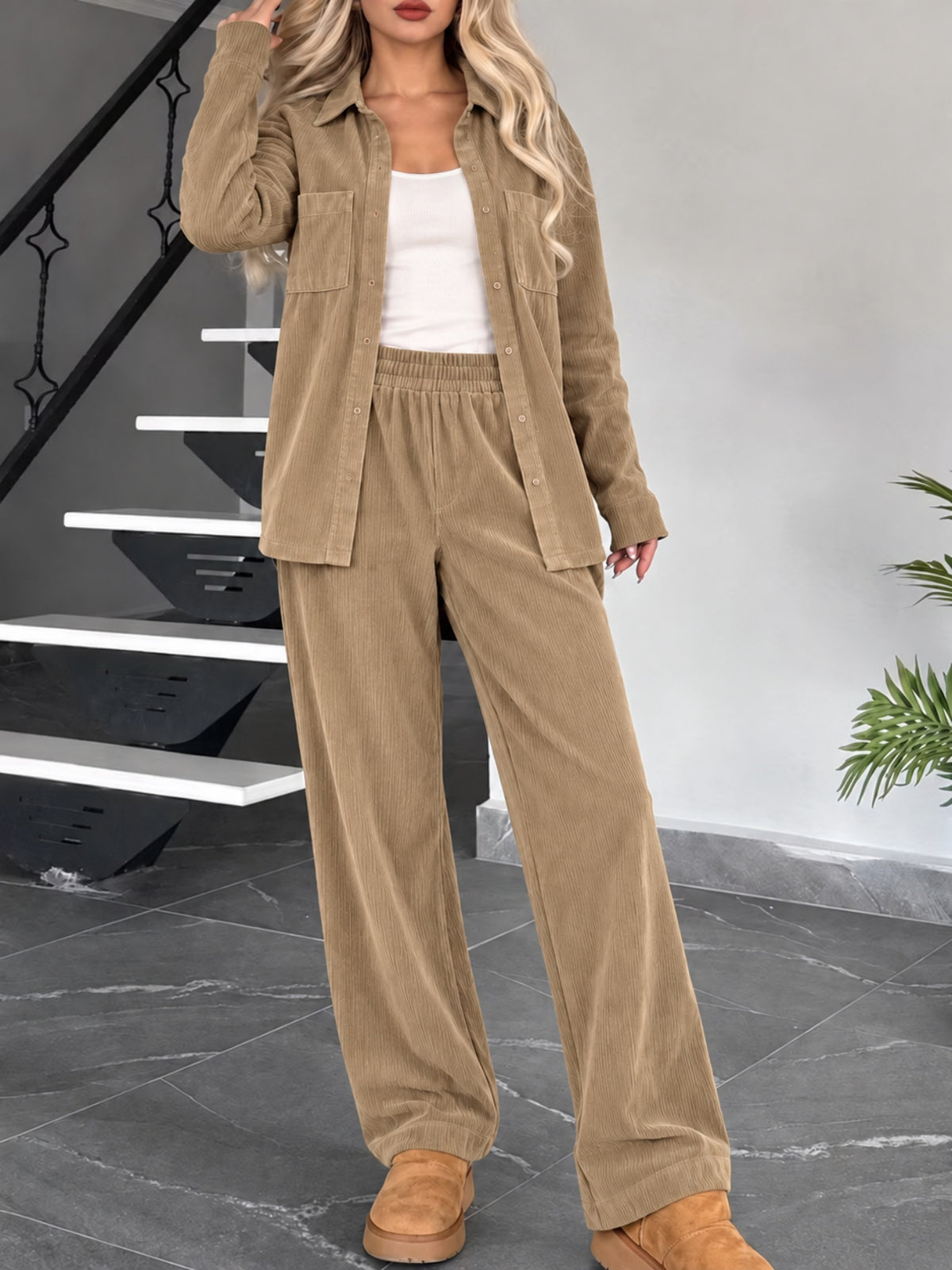 Ensemble décontracté deux pièces pour femme – Simple et confortable