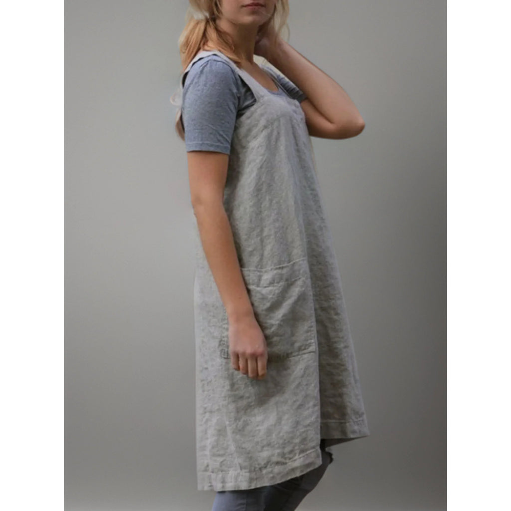 Abito grembiule in lino da donna – Elegante abito casual con tasche