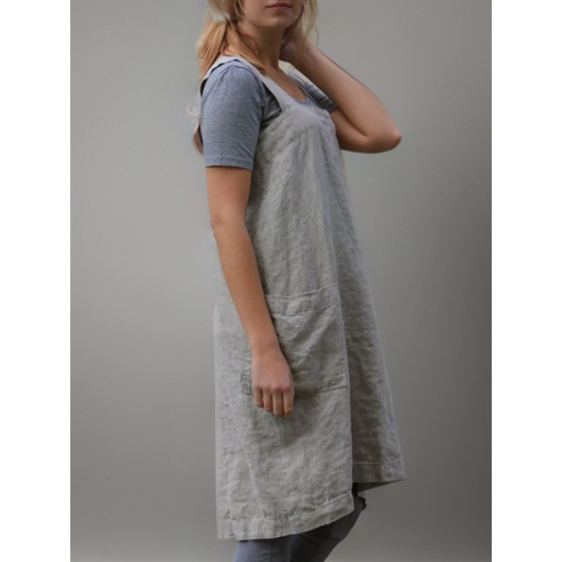 Abito grembiule in lino da donna – Elegante abito casual con tasche
