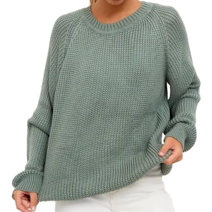 Maglione donna in maglia spessa tinta unita - Caldo morbido e versatile