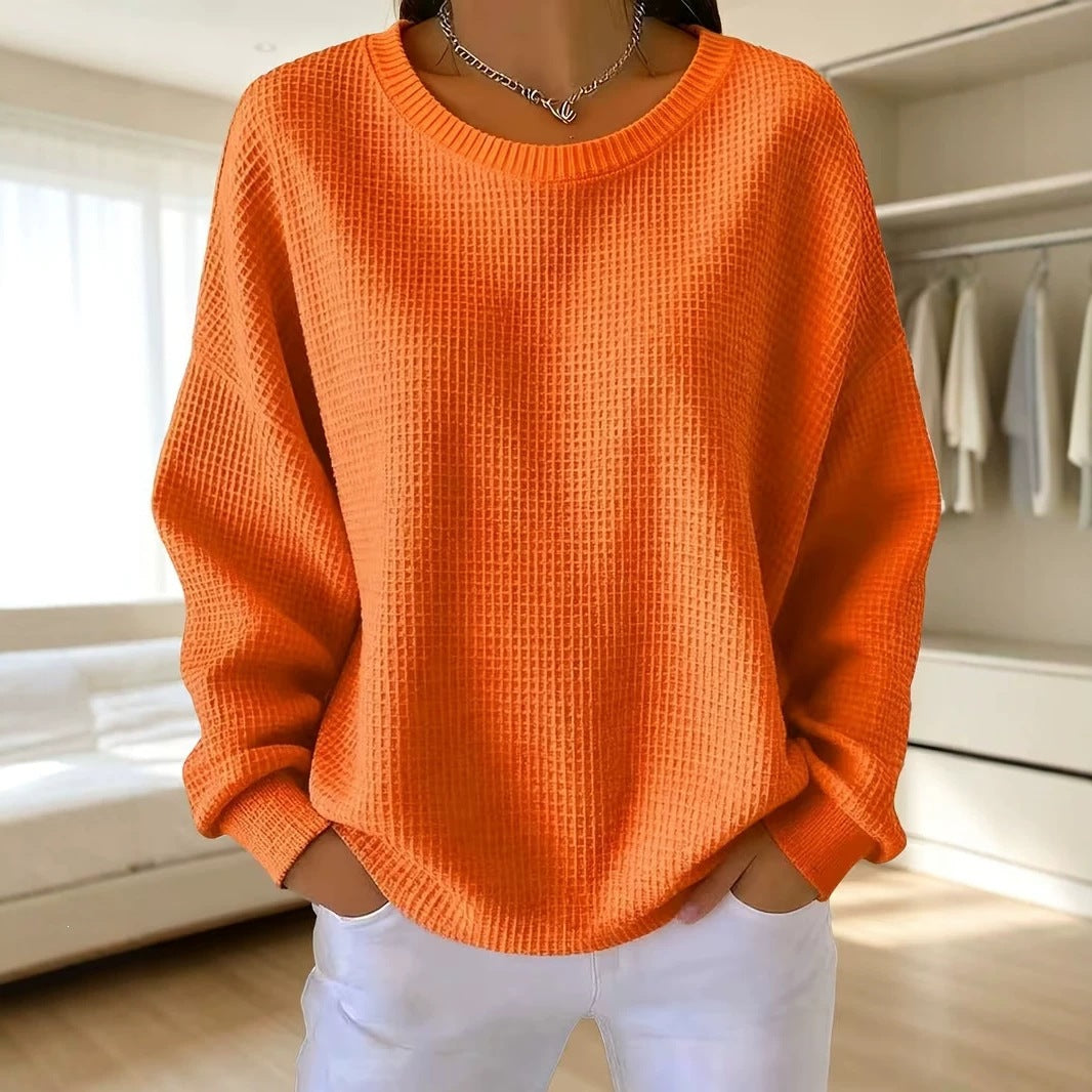 Sweat-shirt femme en patchwork gaufré - Doux et décontracté