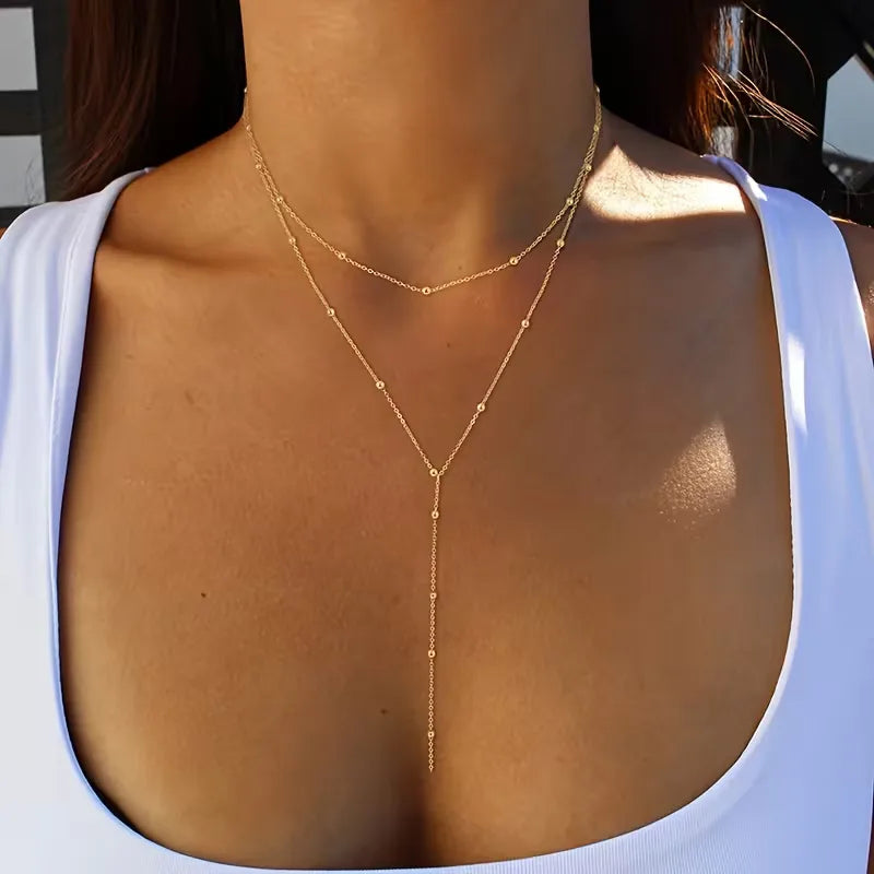 Collana con perle di riso e frange - Elegante e delicata