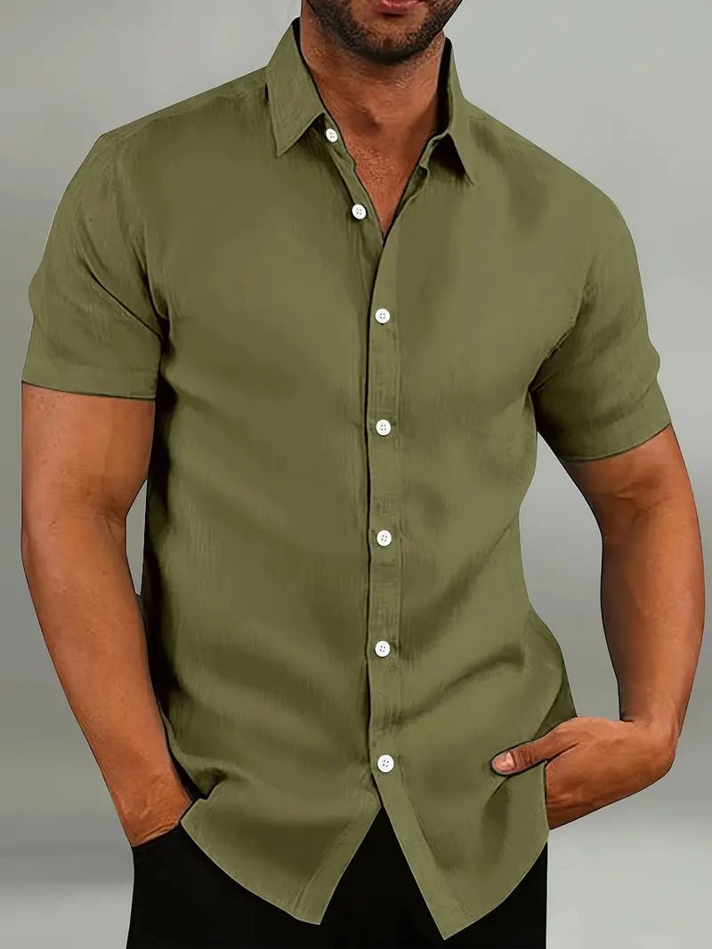 Camicia da uomo a maniche corte - leggera e traspirante, ideale per il tempo libero.