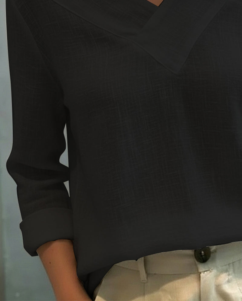 Top elegante da donna con scollo a V asimmetrico, perfetto per il lavoro e le feste