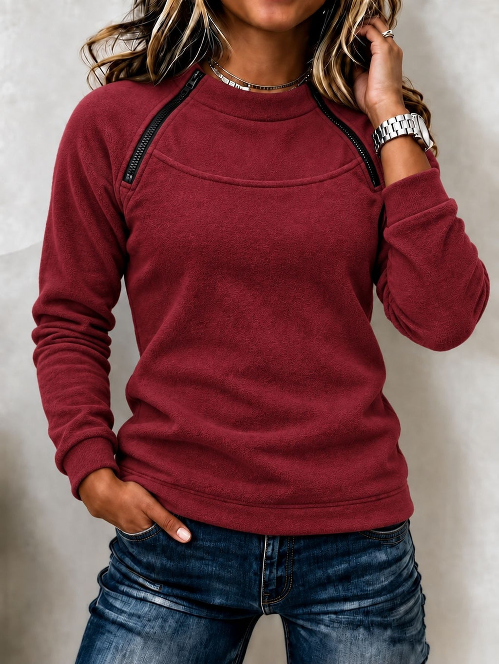 Sweat thermique pour femme à col montant - Chaud et décontracté