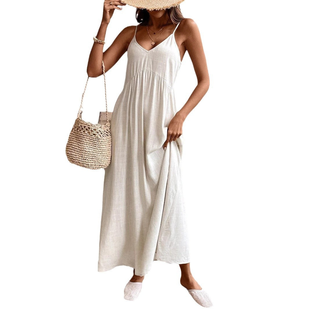 Abito lungo donna senza spalline linea ad A