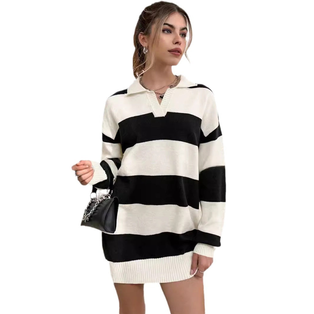 Abito maglione donna a righe - Morbido e casual