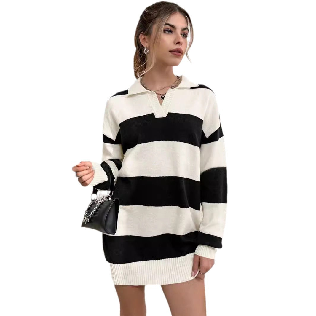 Abito maglione donna a righe - Morbido e casual