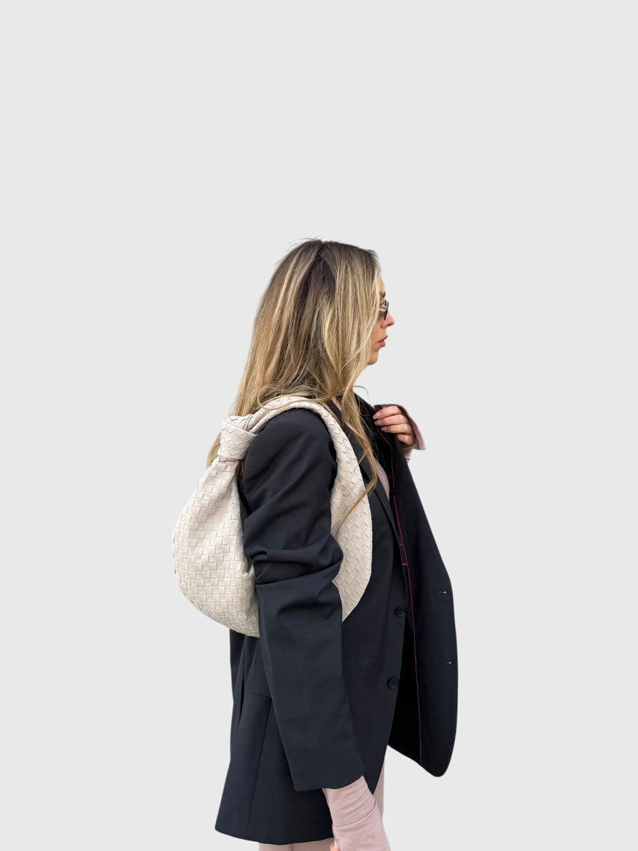 Borsa Donna Media in Suede Intrecciato – Stile Elegante con Nodo Quotidiano