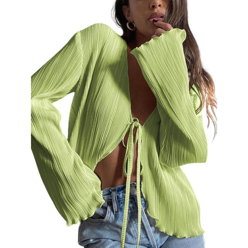 Camicia plissettata donna a maniche lunghe - Fluida ed elegante