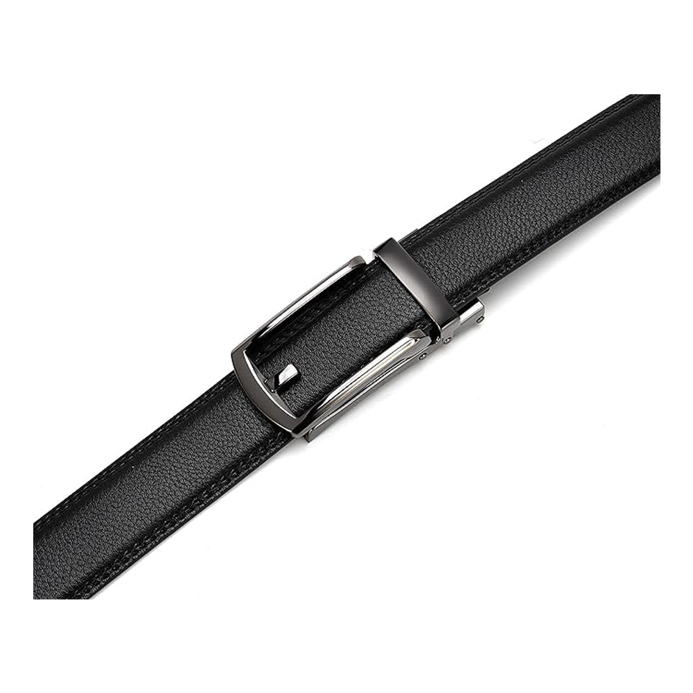 Cintura a cricchetto in pelle da uomo con chiusura a scatto – Stile casual e formale regolabile