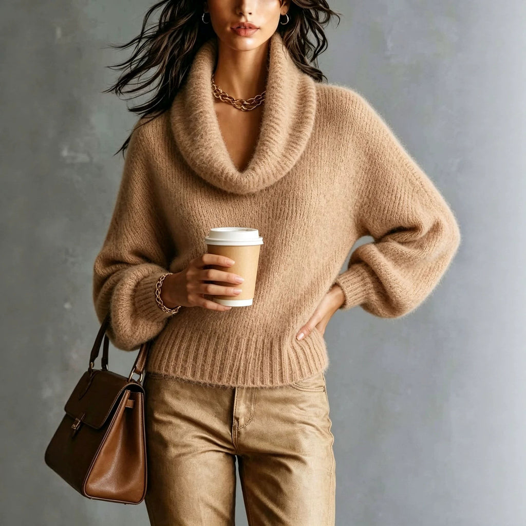 Maglione donna dolcevita con maniche a sbuffo - Morbido e trendy