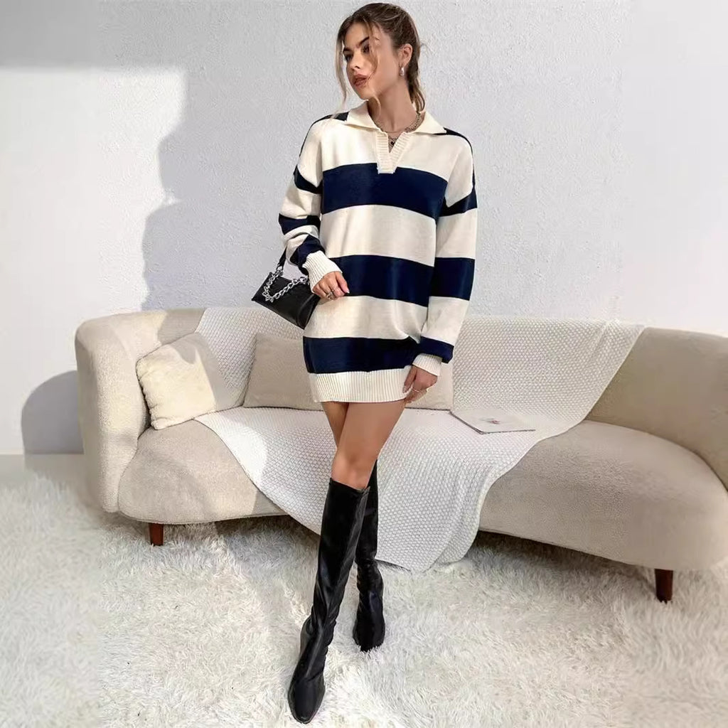 Abito maglione donna a righe - Morbido e casual