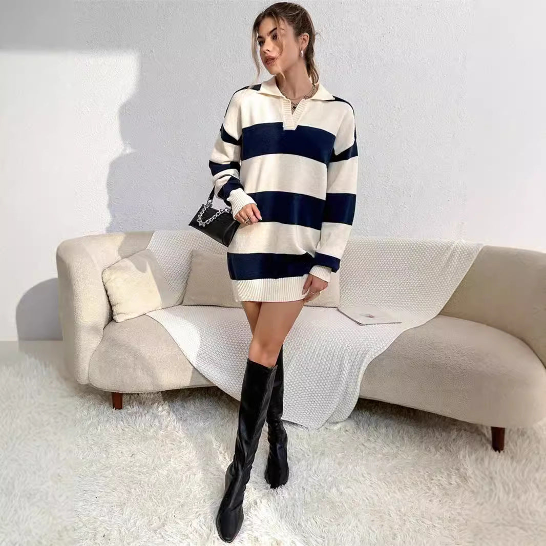 Abito maglione donna a righe - Morbido e casual