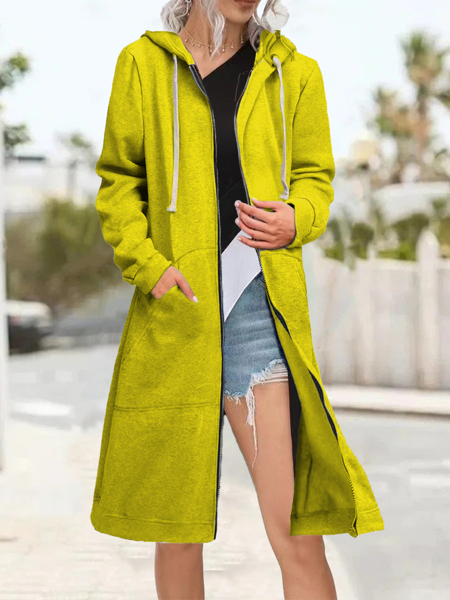 Cardigan oversize multicolor de mujer con cremallera y capucha suave