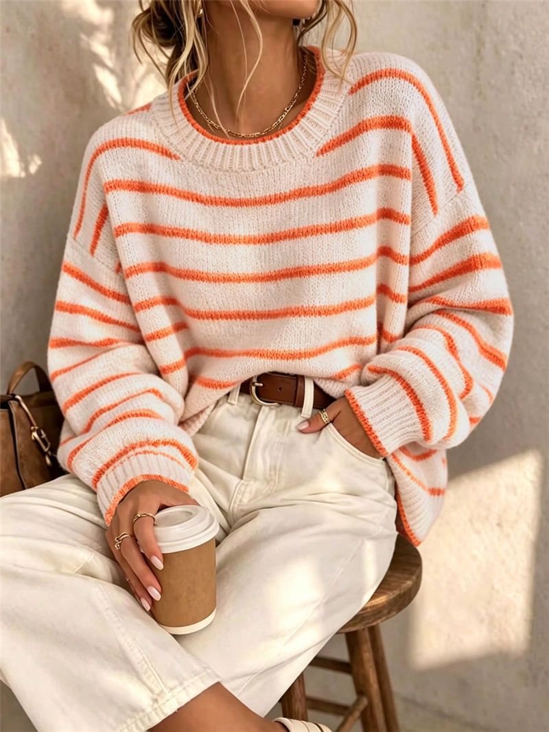 Pull femme en maille à col rond - Décontracté et confortable