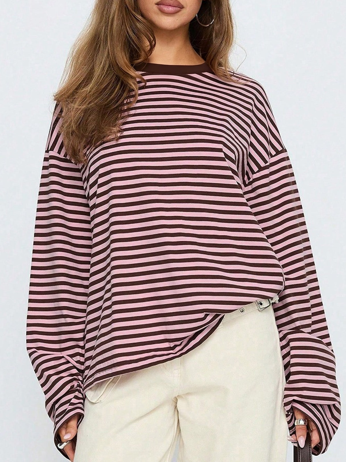 T-shirt femme à col rond color block - Doux et polyvalent