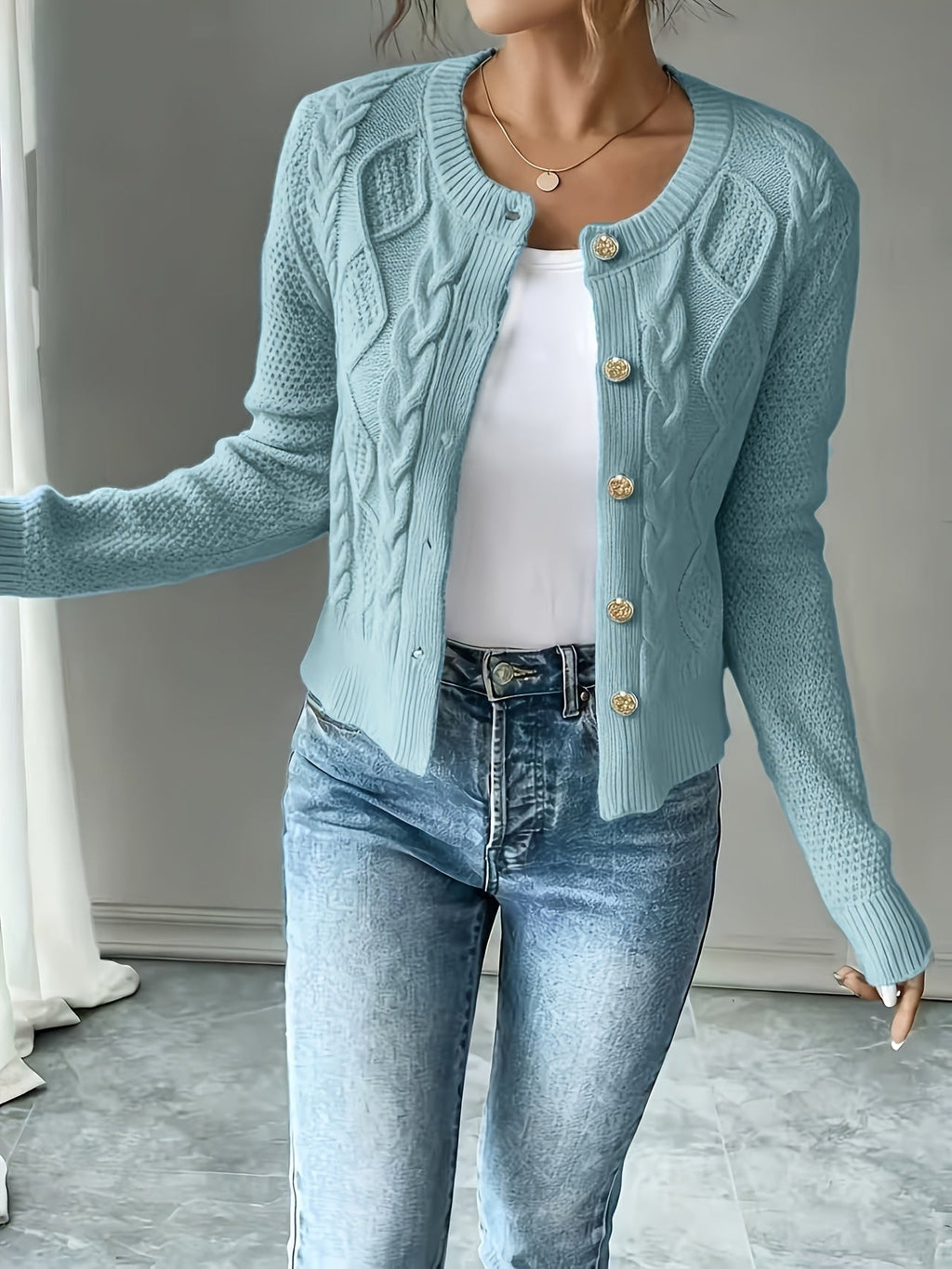 Cardigan pour femme torsadé avec boutons - Élégant et doux