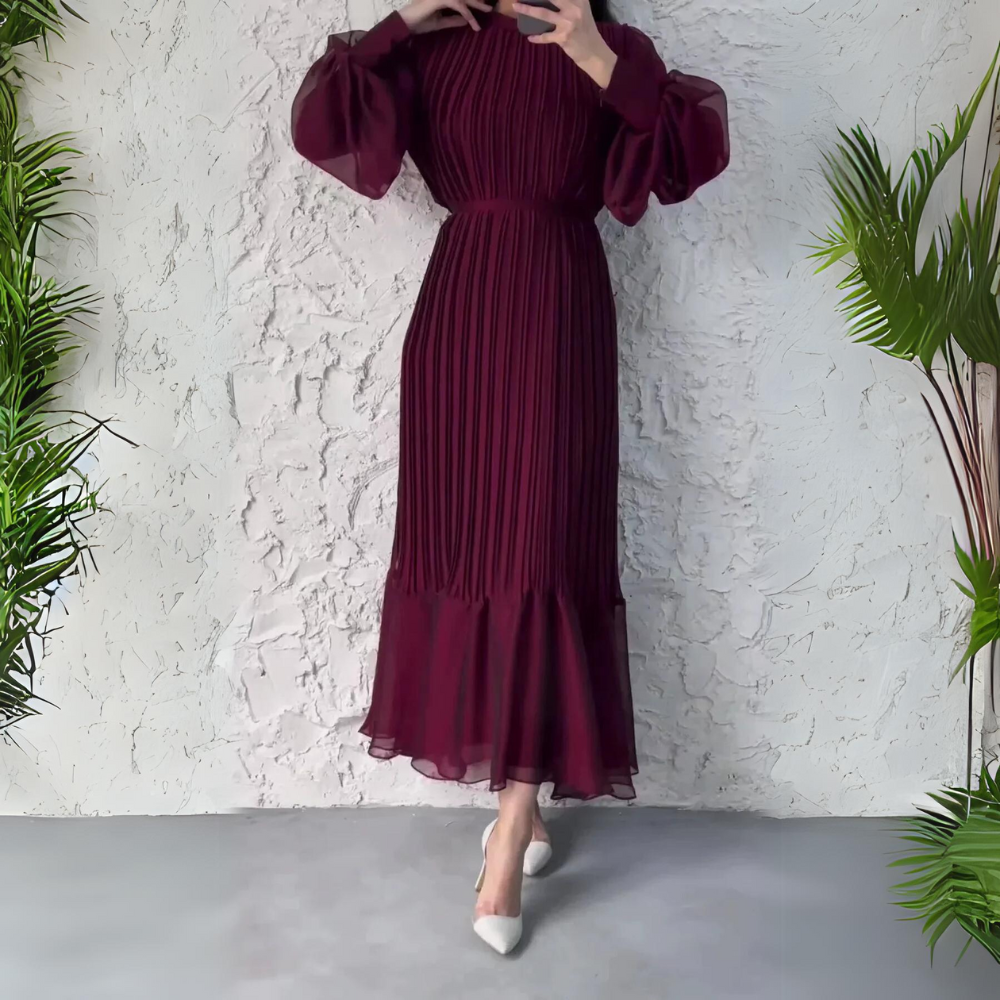 Abito elegante a pieghe da donna – Modello da sera per occasioni speciali