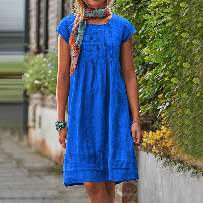 Loose short-sleeve dress for women