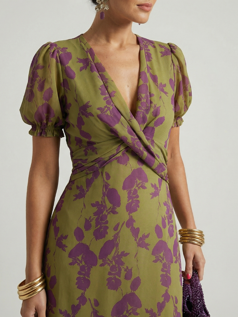 Abito midi floreale da donna a linea fluida - Casual ed elegante