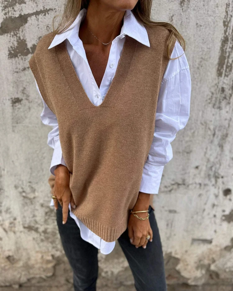 Gilet Maglia con Scollo a V da Donna - Comodo e Casual