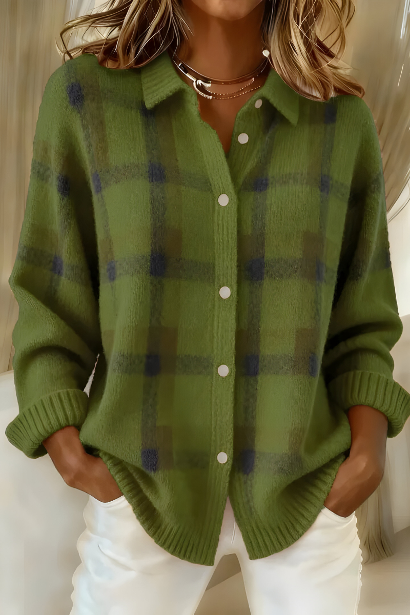 Cardigan morbido a quadri da donna - maglia elegante e comoda