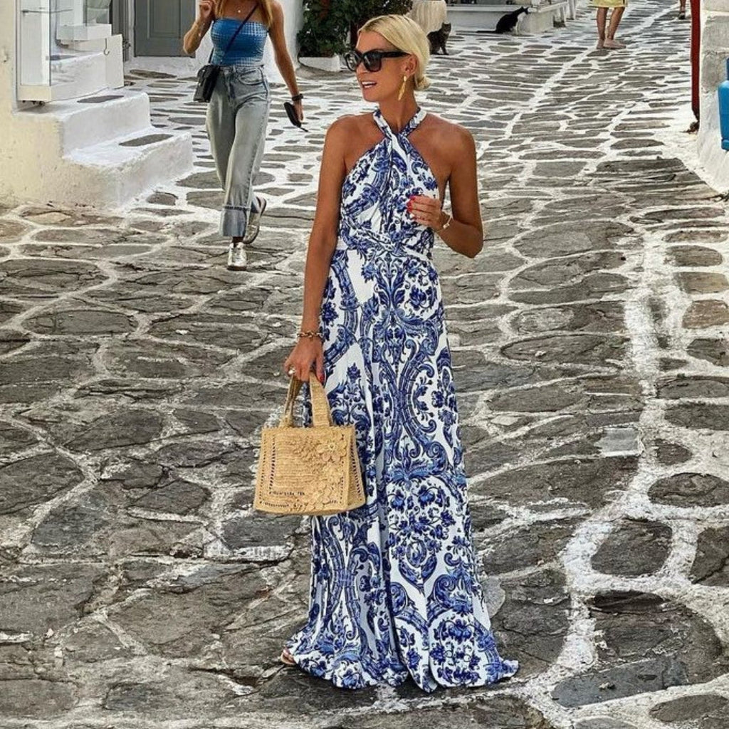 Abito maxi halter da donna con schiena scoperta - Chic ed estivo