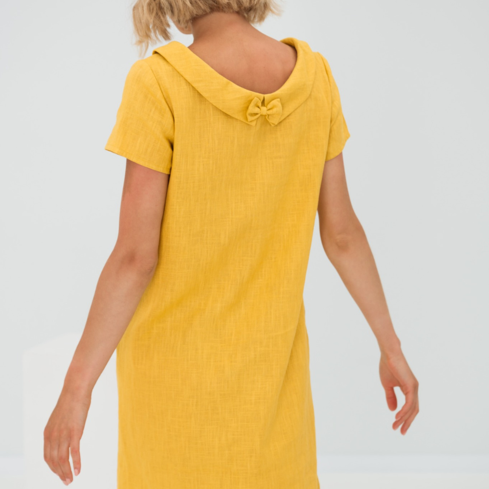Abito morbido in lino da donna con tasche – Vestito casual estivo fluido