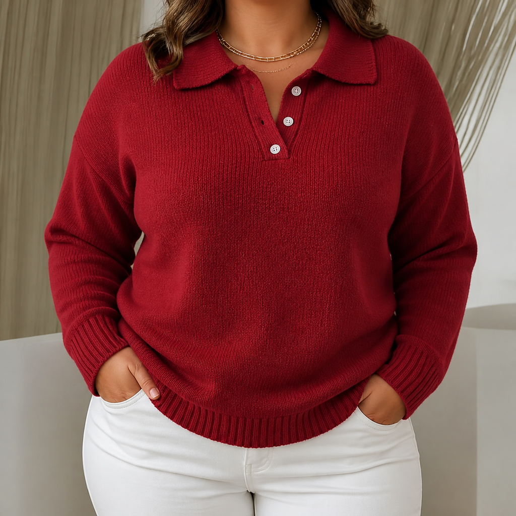 Maglione polo donna in maglia con bottoni - Morbido e pratico