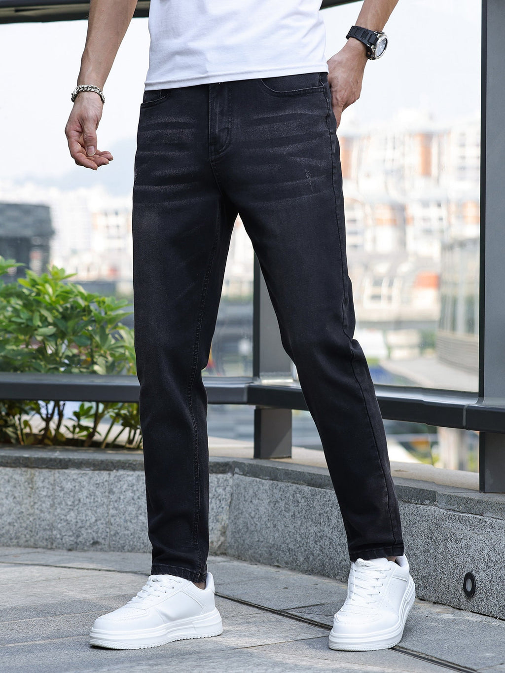 Jeans casual da uomo | Elasticizzati mediamente dal design classico | Pantaloni in denim