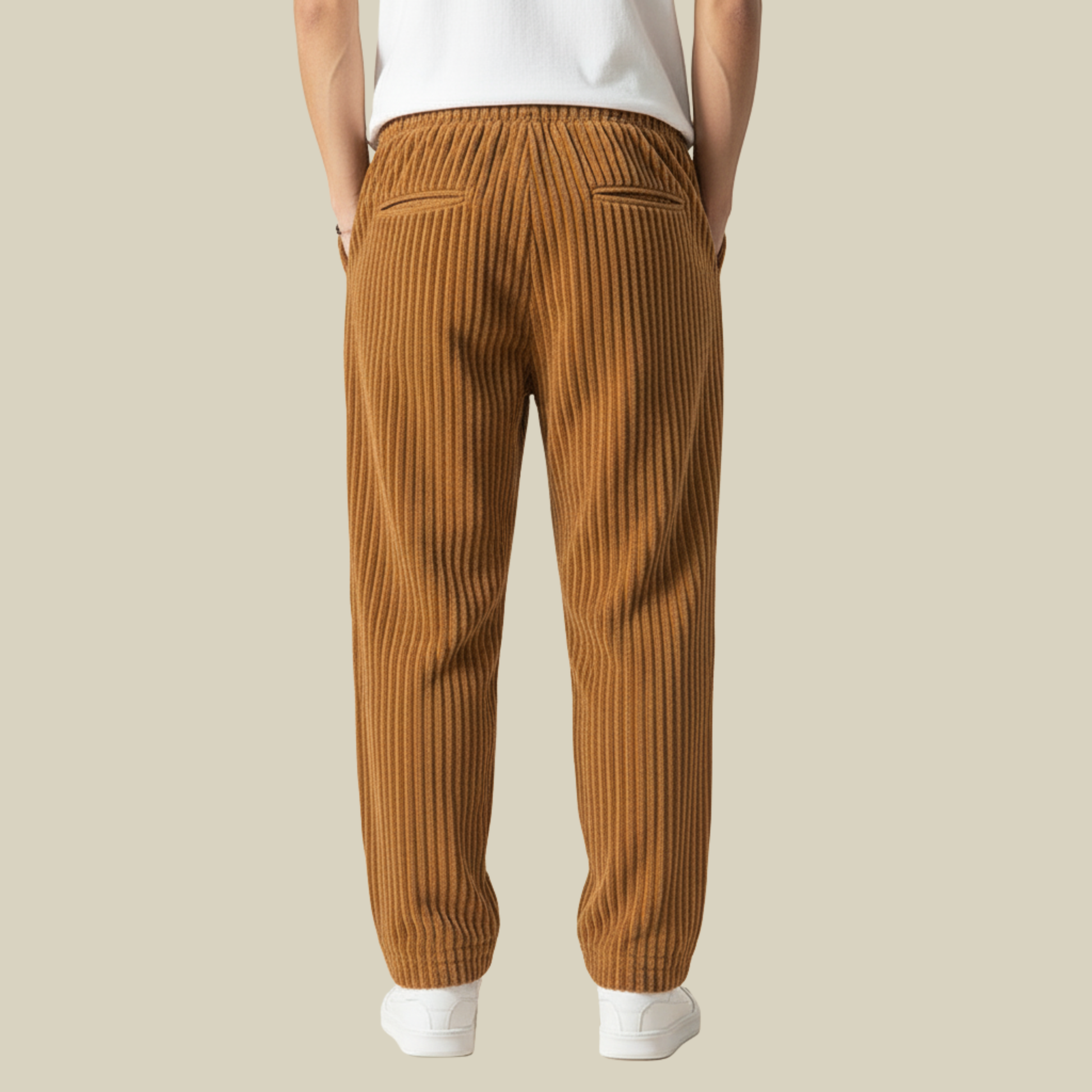 Pantaloni comodi in velluto a coste da uomo – Elastico in vita con tasche