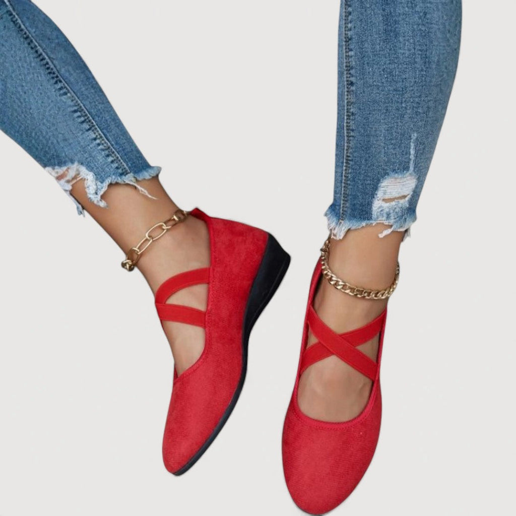 Ballerine con zeppa da donna – Comode con fasce incrociate