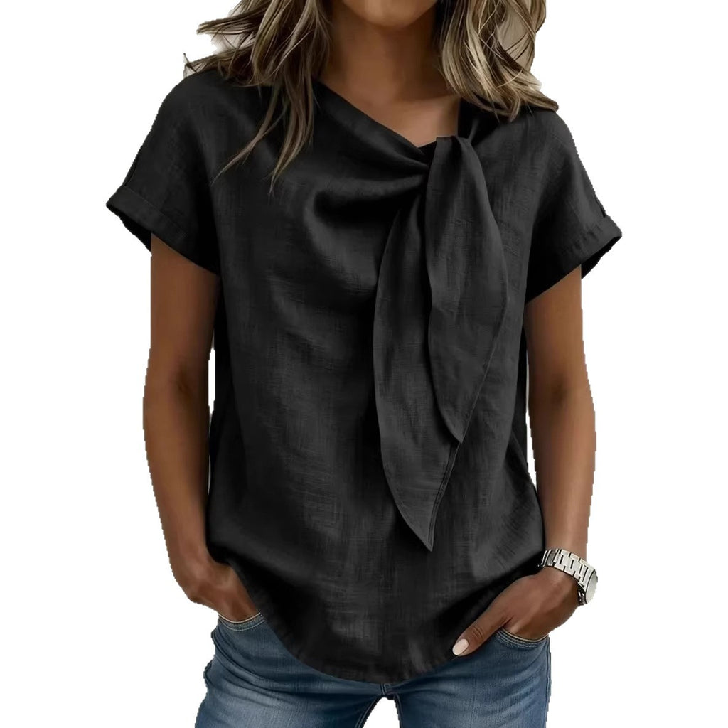 T-shirt donna a maniche corte in misto cotone leggero
