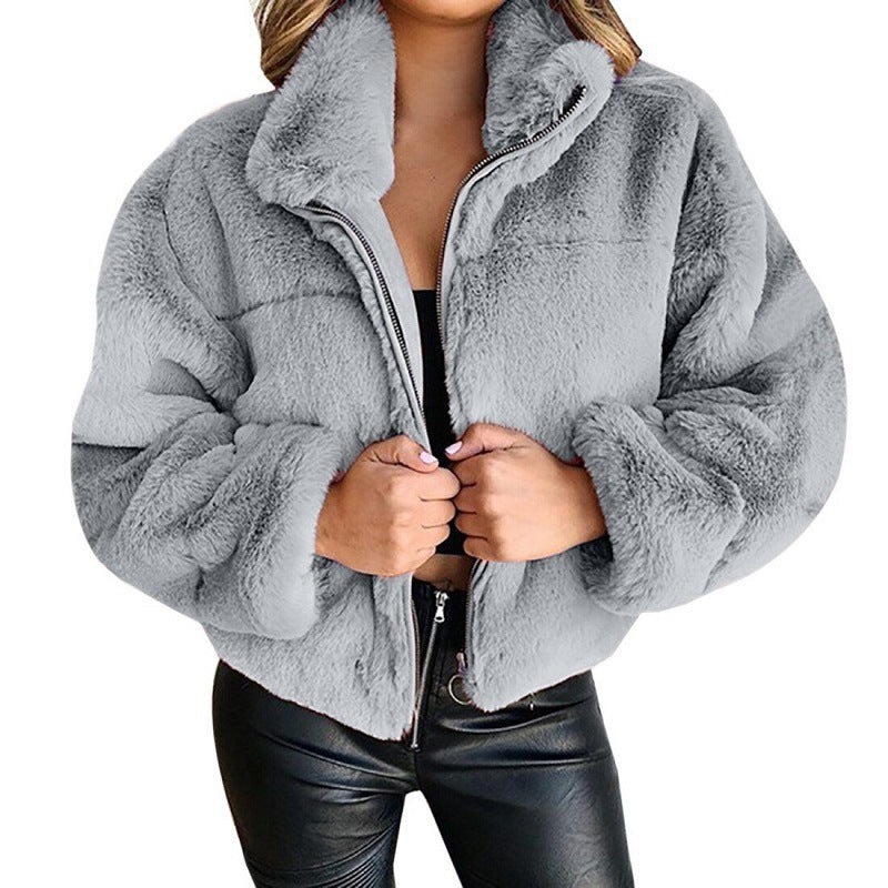 Veste cardigan à effet fourrure - Chaude et zippée