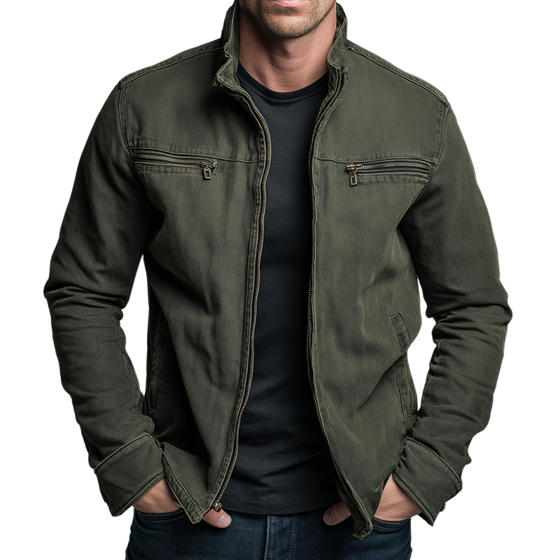 Giacca da uomo in cotone stile vintage - Con zip e casual