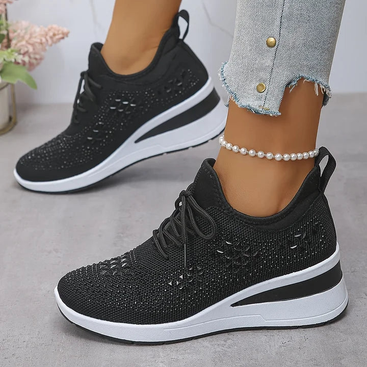 Sneakers donna con supporto arco e dettagli strass - Comode e moderne